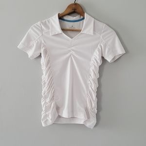Athleta White Side Ruched Tee